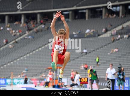 Schmahl Nick (HSV Hamburg Hamburg Hamburg) Aktion. Männer-Weitsprung-Finale am 26.. Juni 2022 Deutsche Leichtathletik-Meisterschaften 2022, ab 25.. Juni. - 06/26/2022 in Berlin. ÃÂ Stockfoto