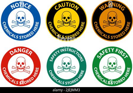 Hier Gespeicherte Chemikalien Kennzeichnen Auf Weißem Hintergrund Kennzeichnen Stock Vektor