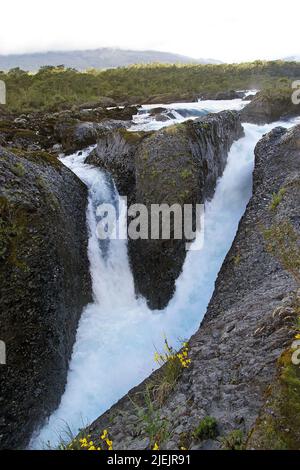 Die Wasserfälle von Petrohue im Nationalpark Vincente Perez Rosales, Chile Stockfoto