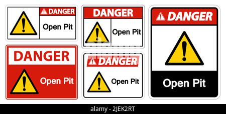 Schild „Gefahr offen“ auf weißem Hintergrund isolieren, Vektorgrafik EPS.10 Stock Vektor