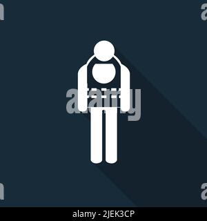 Symbol Tragen Life Jacket Isolate Auf Schwarzem Hintergrund, Vektor-Illustration Stock Vektor