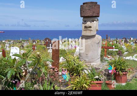 Traditioneller Friedhof und Inselfriedhof in Hanga Roa, Osterinsel, Chile Stockfoto