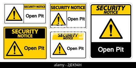 Sicherheitshinweis: Schild „offenes Pit“ auf weißem Hintergrund isolieren, Vektorgrafik EPS.10 Stock Vektor