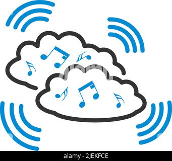 Music Cloud-Symbol. Editierbare Fett Formatigte Kontur Mit Farbfüllungsdesign. Vektorgrafik. Stock Vektor