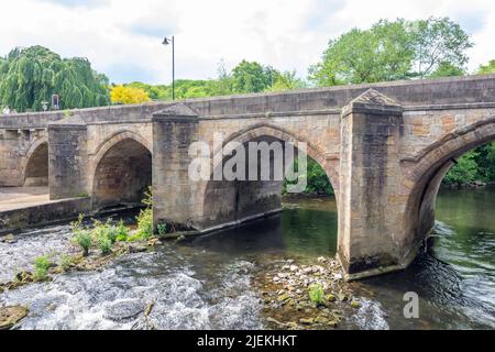 15. Century Matlock Bridge, River Derwent, Matlock, Derbyshire, England, Vereinigtes Königreich Stockfoto