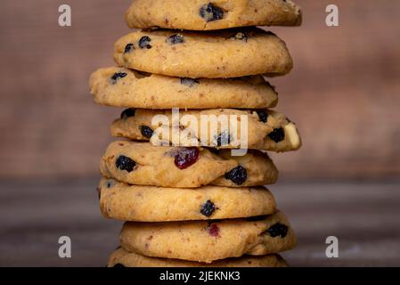 Plätzchenstapel, hausgemachte Kekse, Nahaufnahme. Stockfoto