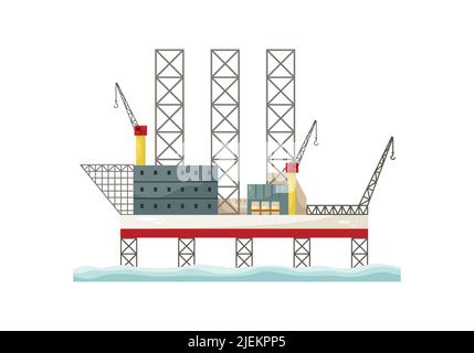 Vektordarstellung einer Offshore-Gasplattform. Versorgung mit Gas und Öl. Das Embargo gegen die Lieferung von Gas aus Russland. Stock Vektor