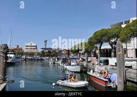 Caorle, Italien. Fischereihafen in Caorle Stockfoto