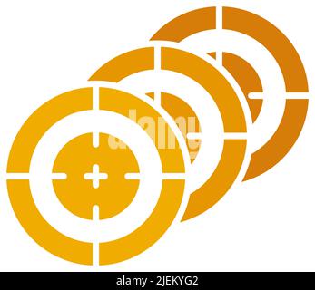 Gelbe Reihe von Geschäftszielen Konzept auf weißem Hintergrund. Schritt-für-Schritt-Geschäftsstrategie. Vektorgrafik für Symbol, Poster, Broschüre, Website o Stock Vektor