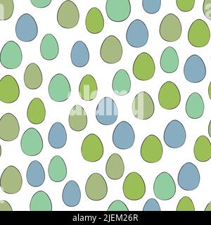 Happy Easter nahtloses Muster mit bunten Eiern auf weißem Hintergrund. Punktmuster für Karte, Postkarte, Tapete, Poster. Vektormaterial Stock Vektor