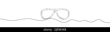 Eine einzelne fortlaufende Linienzeichnung eines Glassymbols. Eine ununterbrochene Linie der Brille ist ein Schild. Vektorgrafik. Lineares Brillensymbol Stock Vektor