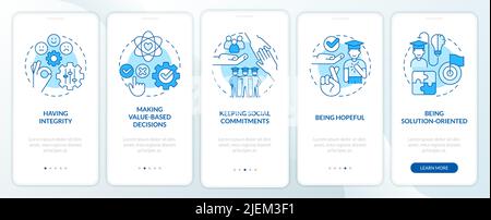 Fähigkeiten für Studenten blauer Bildschirm für mobile Onboarding-Apps Stock Vektor