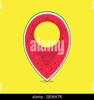 Wassermelone-GPS-Symbol/Abbildung auf gelbem Hintergrund Stock Vektor
