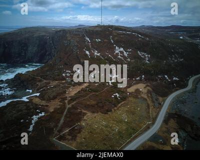 Drohnenfotos zeigen die Landschaft von St. Anthonys Neufundland Stockfoto