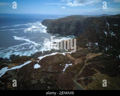 Drohnenfotos zeigen die Landschaft von St. Anthonys Neufundland Stockfoto