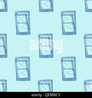 Fenster lehnen sich nach vorne graviert nahtloses Muster. Handgezeichnetes Glasfenster im Retro-Stil. Skizzenstruktur für Stoff, Tapete, Textil, Print, Titel Stock Vektor
