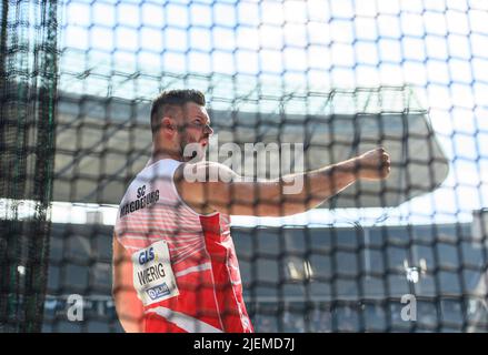 Jubelpreisträger Martin WIERIG (Sportclub Magdeburg/ Platz 1.), Herren-Diskuswurf-Finale am 26.06.2022. Deutsche Leichtathletik-Meisterschaften 2022, von 25,06. - 06/26/2022 in Berlin. ÃÂ Stockfoto