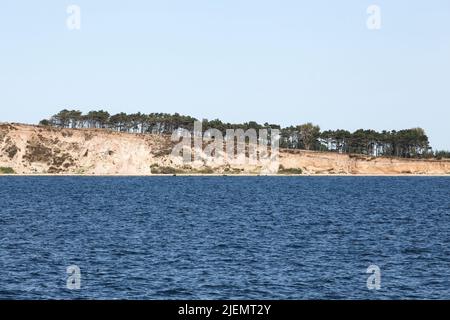 Blick von der Fähre auf die Insel Tuno in Dänemark Stockfoto