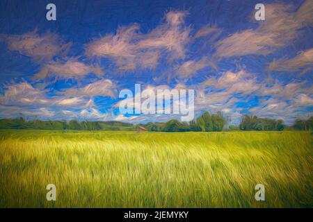 MODERNE KUNST: Loisach Moor bei Bichl in Oberbayern (Oberbayern), Deutschland Stockfoto