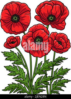 Mais-Mohnblume Cartoon Farbige Cliparte Stock Vektor