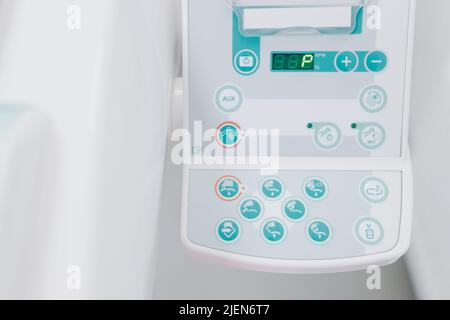 Dental Chair Bedienknöpfe. Das Konzept der Medizin, Zahnmedizin. Stockfoto