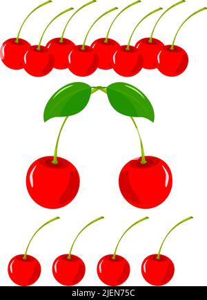 Vektorgrafik Kirschen. Set von roten Früchten Stock Vektor
