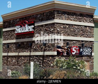 Sizzler Restaurant in Manteca, Kalifornien Stockfoto