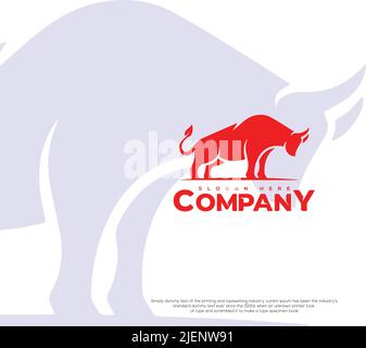 Aggressives Bull Attack Company Logo Design Wild Animals. Leicht editierbare Vektorgrafik mit Ebenen Stock Vektor