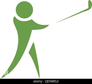 Golf Player Logo Inspiration für das Design schlägt ein Spieler den Ball mit einem Schaukelstock für Marken- und Präsentationsbilder Stock Vektor