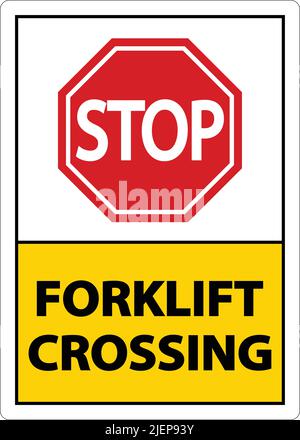 2-Wege-Stopp-Gabelstapler-Kreuzung Schild Auf Weißem Hintergrund Stock Vektor
