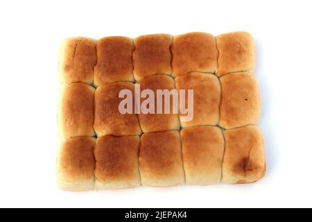 Isolierte weiße frisch gebackene weiche Brötchen auf weißem Hintergrund Stockfoto