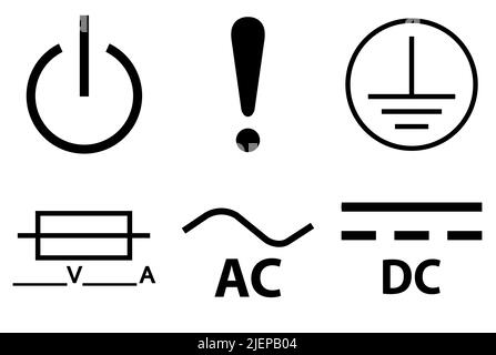 Schutzerde, Gleichstrom, Netzstromkreis, Symbol Stock Vektor