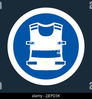 Symbol tragen Weste auf schwarzem Hintergrund, Vektor-Llustration Stock Vektor
