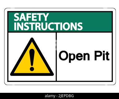 Sicherheitshinweise Pit-Symbol öffnen Schild auf weißem Hintergrund isolieren, Vektorgrafik Stock Vektor