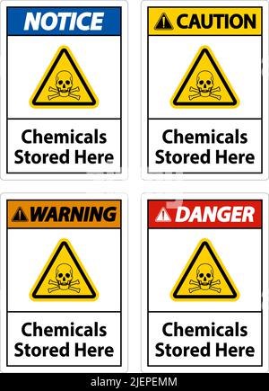 Hier Gespeicherte Chemikalien Kennzeichnen Auf Weißem Hintergrund Kennzeichnen Stock Vektor