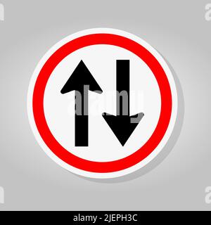 Zwei-Wege-Straßenschild Isolieren Auf Weißem Hintergrund, Vektor-Illustration Stock Vektor