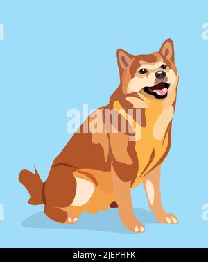 Shiba Inu Hund sitzend Vektor Illustration Kunstwerk Stock Vektor