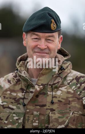 Datei-Foto vom 19/03/21 des Generalstabschefs, General Sir Patrick Sanders, der gesagt hat, Großbritannien steht vor seinem '1937-Moment' und muss bereit sein, schnell zu handeln, um die Ausbreitung des Krieges in Europa zu verhindern. Stockfoto