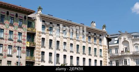 Otto Wagners Majolikahaus in Wien,Österreich,eines der schönsten Neubauten Wiens Stockfoto