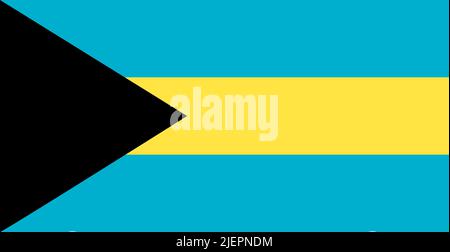 Flagge der Bahamas. Das nationale Symbol des Landes. Schlichter Stil Stock Vektor