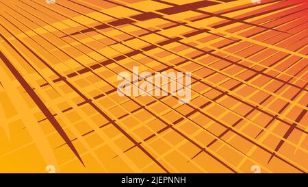 Gitter aus Linien auf gelb-orangefarbenem Hintergrund. Vektorgrafik. Stock Vektor
