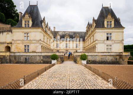 Das Château de Villandry ist eine wunderschöne Landresidenz in Villandry, im Département Indre-et-Loire in Frankreich. Der berühmte Renaissance-gar Stockfoto