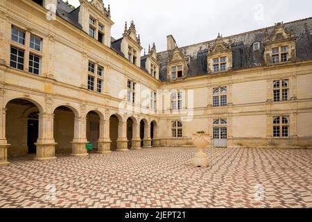 Das Château de Villandry ist eine wunderschöne Landresidenz in Villandry, im Département Indre-et-Loire in Frankreich. Der berühmte Renaissance-gar Stockfoto