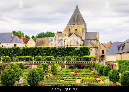 Das Château de Villandry ist eine wunderschöne Landresidenz in Villandry, im Département Indre-et-Loire in Frankreich. Der berühmte Renaissance-gar Stockfoto