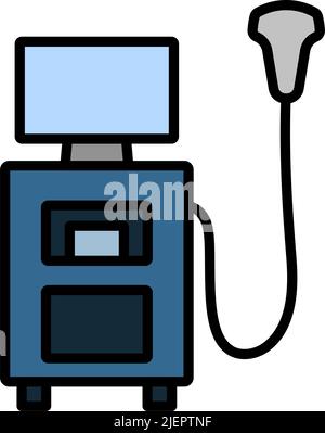 Symbol Für Ultraschalldiagnosegerät. Editierbare Fett Formatigte Kontur Mit Farbfüllungsdesign. Vektorgrafik. Stock Vektor