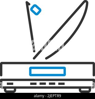 Satellitenempfänger Mit Antennensymbol. Editierbare Fett Formatigte Kontur Mit Farbfüllungsdesign. Vektorgrafik. Stock Vektor