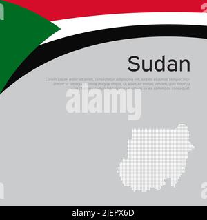 Abstrakt winkende sudan-Flagge, Mosaikkarte. Nationales sudanesisches Plakat. Kreativer Hintergrund für die Gestaltung der patriotischen Urlaubskarte. Staat sudan patriotisch Stock Vektor