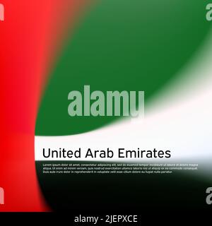 Hintergrund der Flagge der Vereinigten Arabischen Emirate. Verschwommenes Muster in den Farben der flagge der vereinigten arabischen emirate, Geschäftsheft. Nationales Banner, Plakat der vae. Staat patriotisch Stock Vektor