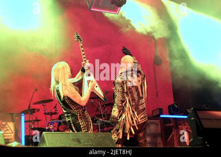 CASTELLO SCALIGERO, VILLAFRANCA VERONESE, Italien, 25. Juni 2022, judas Priest während JUDAS PRIEST DAS SCHLOSS ROCKEN 2022 - Musikkonzert Stockfoto