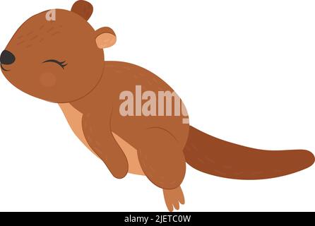 Clipart Seeotter im Cartoon-Stil. Schöne Clip Art Otter. Vektor-Illustration eines Tieres für Drucke für Kleidung, Aufkleber, Textil, Babydusche Stock Vektor